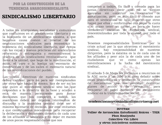 Construyamos un nuevo Sindicalismo Libertario